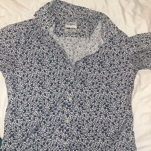 Goodfellow & Co Navy and White Leaf Print Shirt